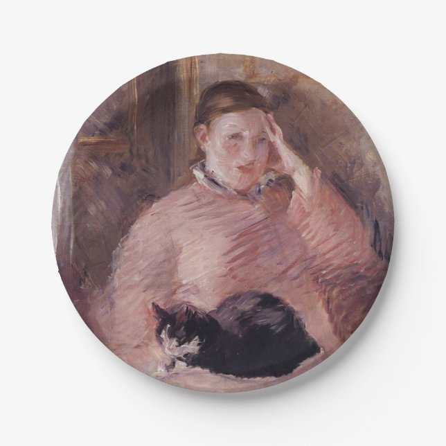 Prato De Papel Mulher com gato (de Edouard Manet) (Frente)