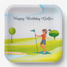 Mulher de golfe jogando golfe no aniversário