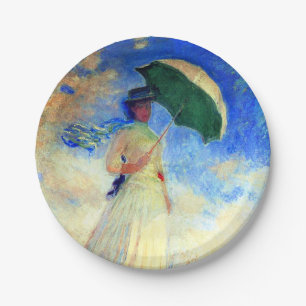 Prato De Papel Mulher Monet com Parasol à Direita