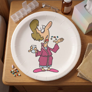 Prato De Papel Mulher Tomando Pílulas