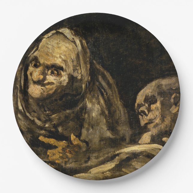 Prato De Papel Mulher Velha com Esqueleto (Morte) (Francisco Goya (Frente)