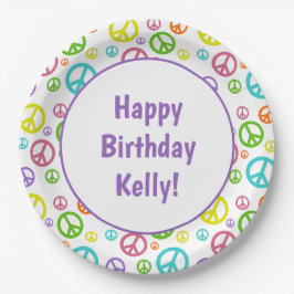 Prato De Papel Multi sinais de paz da cor