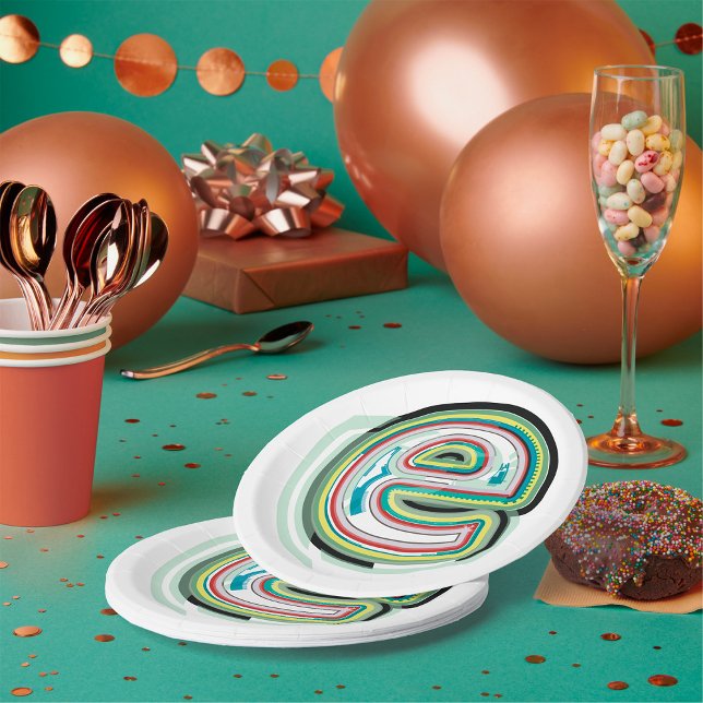 Prato De Papel Multicolor - Letra E Abstrato Moderna Tipografia (Criador carregado)