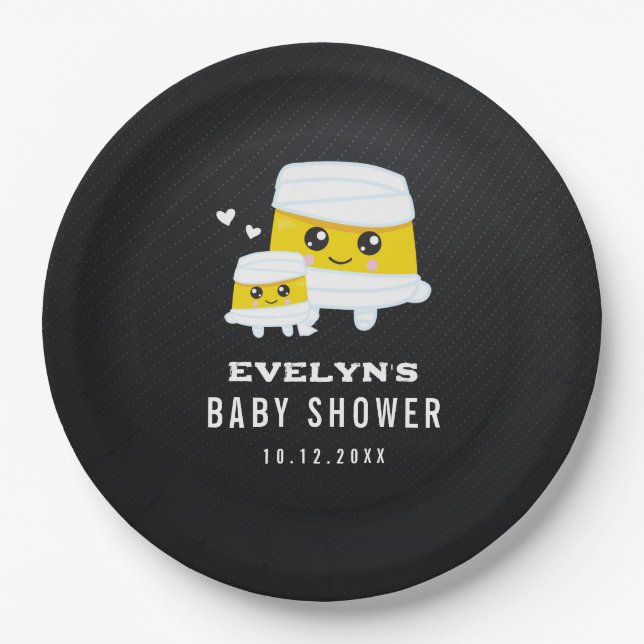 Prato De Papel Mummy Halloween Chá de fraldas (Frente)