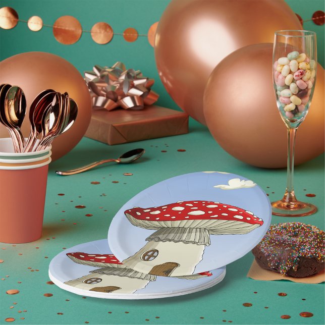 Prato De Papel Mushroom House (Criador carregado)