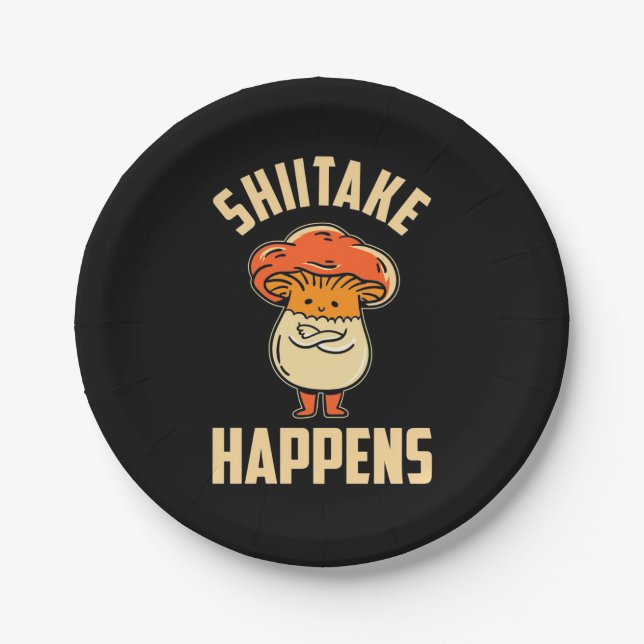 Prato De Papel Mushroom Shiitake Acontece (Frente)