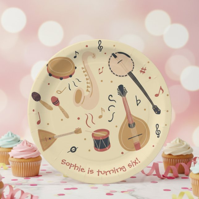 Prato De Papel Music instruments kids birthday (Criador carregado)