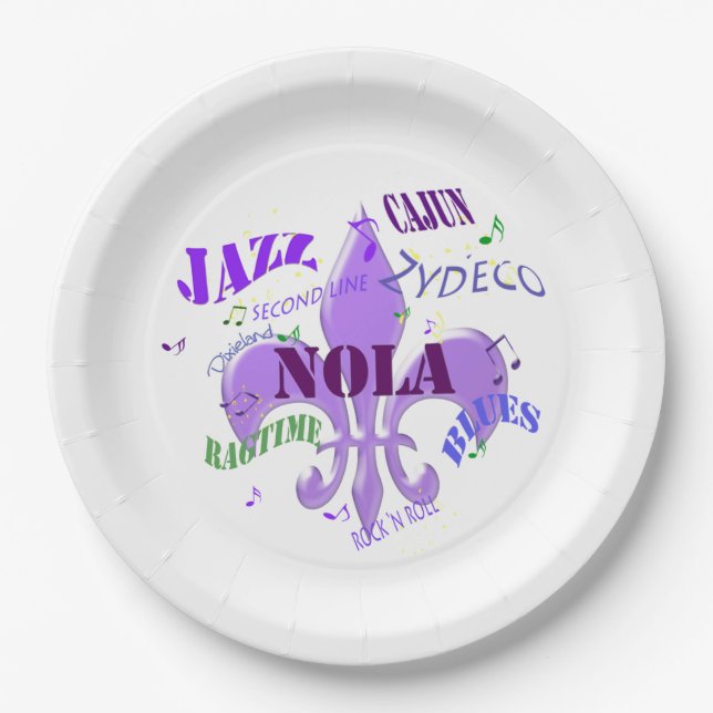 Prato De Papel Música de NOLA Nova Orleães (Frente)