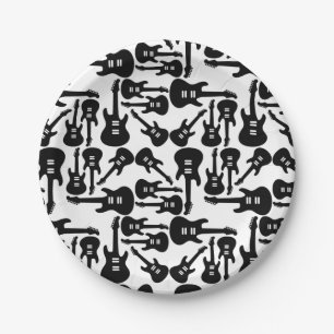 Prato De Papel Música de padrão de guitarra elétrica ameaçou