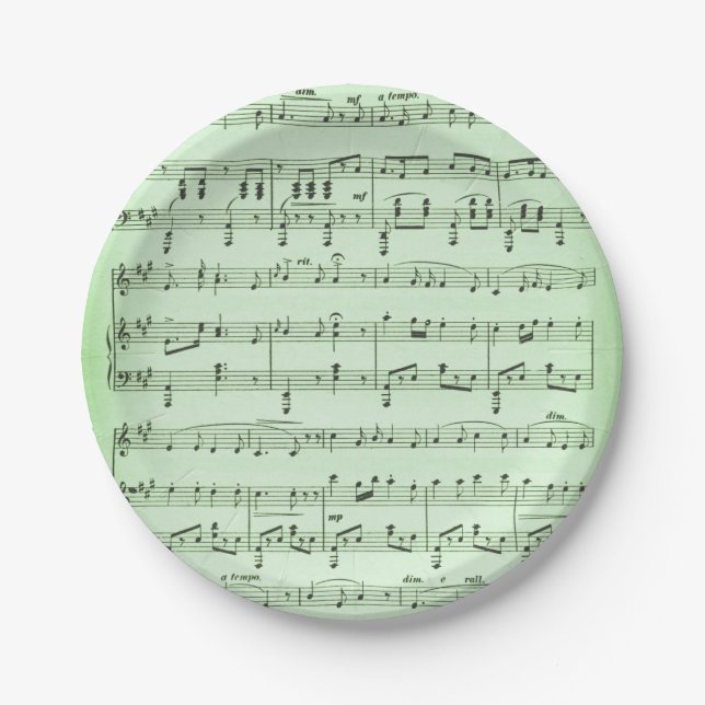 Prato De Papel Música em folha verde (Frente)
