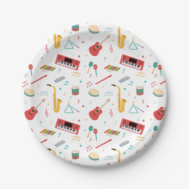 Prato De Papel Musical Instruments Music Theme Pattern (Frente)