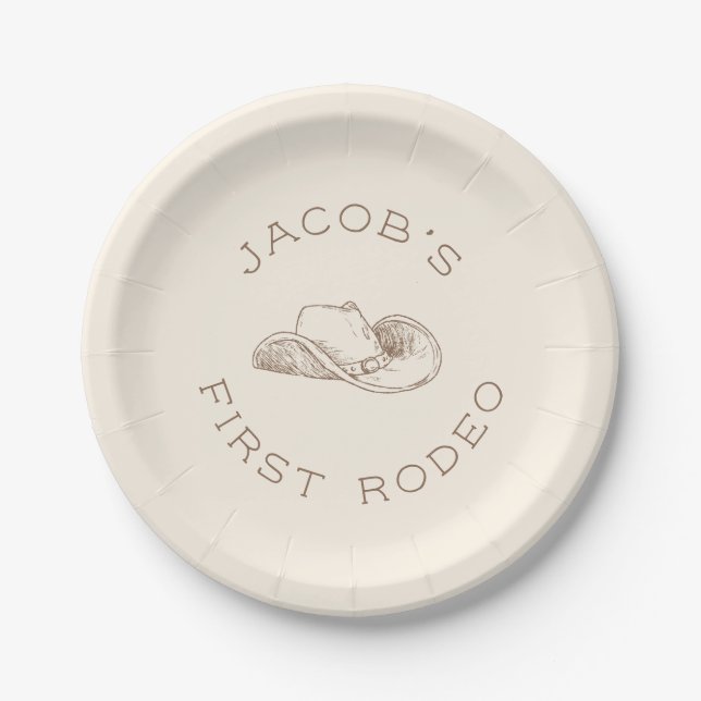 Prato De Papel My First Rodeo Customizable Birthday Paper Plate (Frente)