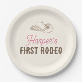 Prato De Papel My First Rodeo Personalized Pink Cowgirl Birthday