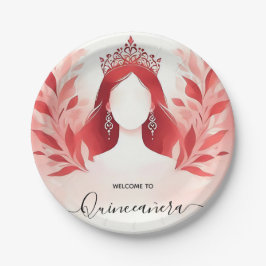 Prato De Papel Na Coroa Rosa Quente Tiara Black Lace Red Quincean