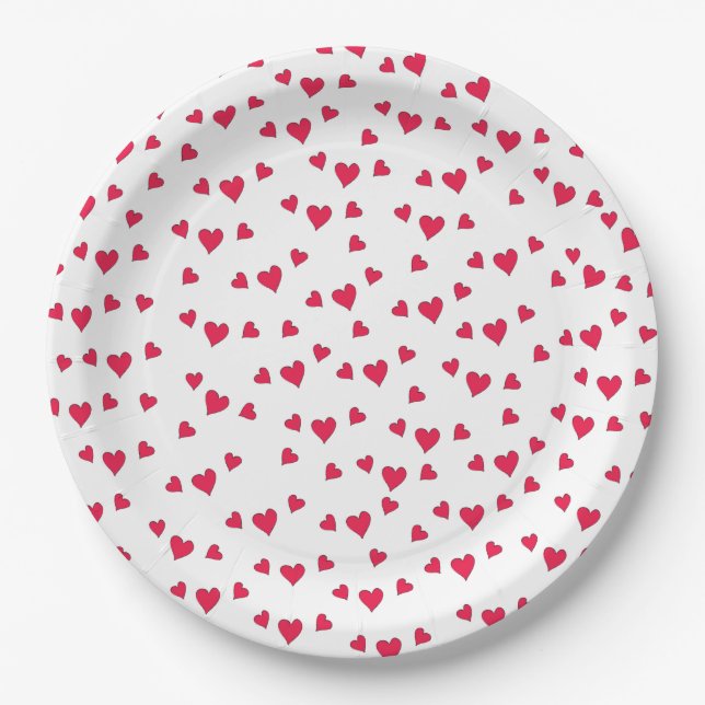 Prato De Papel Na moda Cute Red Hearts Simple Minimalist (Frente)