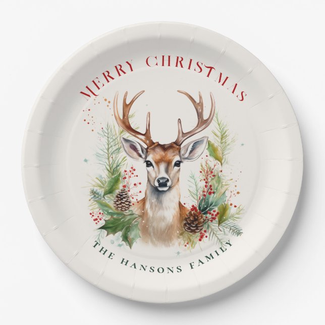 Prato De Papel Na moda e Elegante Vestido Natal Personalizado (Frente)