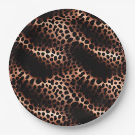 Prato De Papel Na moda Glam Rosa-Leopardo Negro Dourado