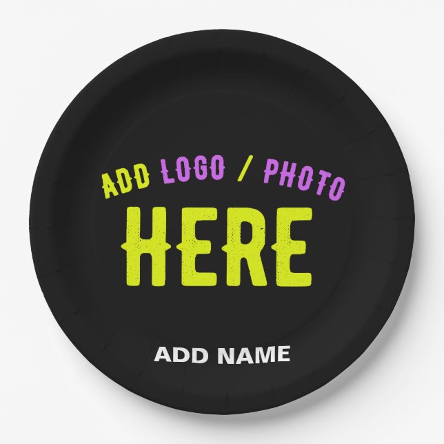 PRATO DE PAPEL NA MODA MODERNO PERSONALIZÁVEL NEGRO VERIFICADO CO (Frente)