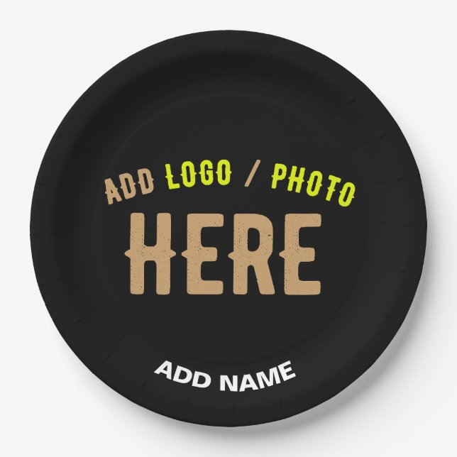 PRATO DE PAPEL NA MODA MODERNO PERSONALIZÁVEL NEGRO VERIFICADO CO (Frente)
