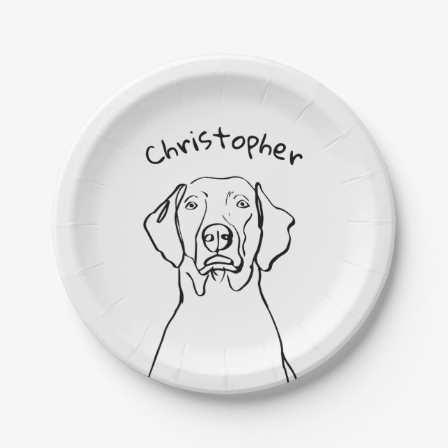 Prato De Papel Na moda Weimaraner: Seu Texto, Seu Estilo (Frente)