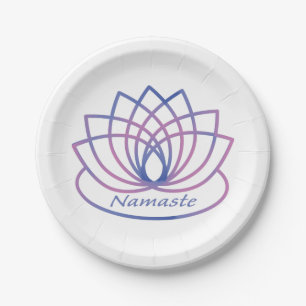 Prato De Papel Namaste Purple e Flor de Lotus Rosa
