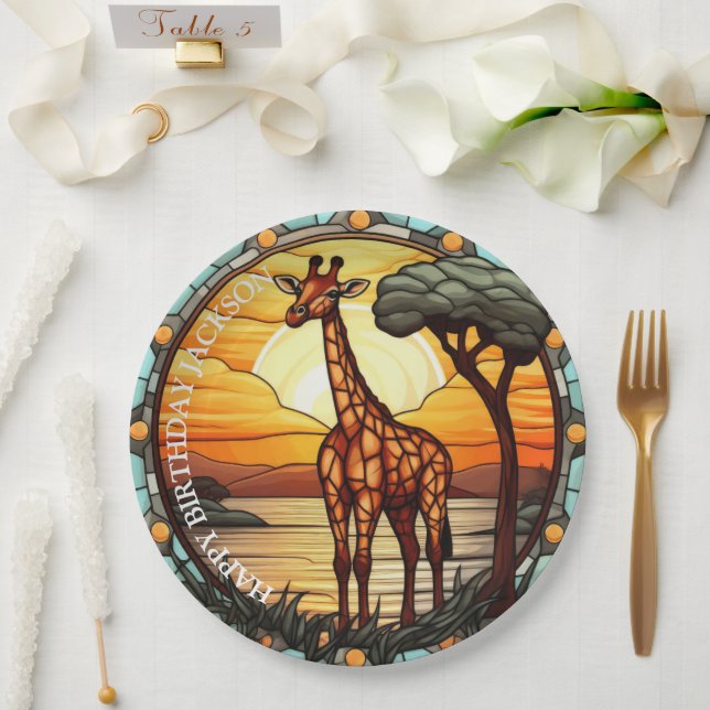 Prato De Papel Namorado Africano Giraffe (Casamento)