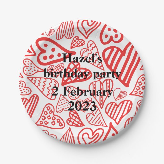 Prato De Papel Namorados_coração placa de papel da parte (Frente)