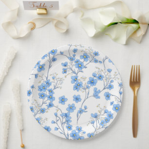 Prato De Papel Não-me-esqueças floral sem emendas