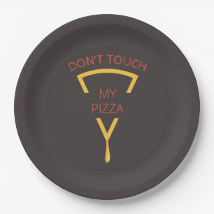 Prato De Papel Não Toque na minha Pizza Personalizada Pizzaria