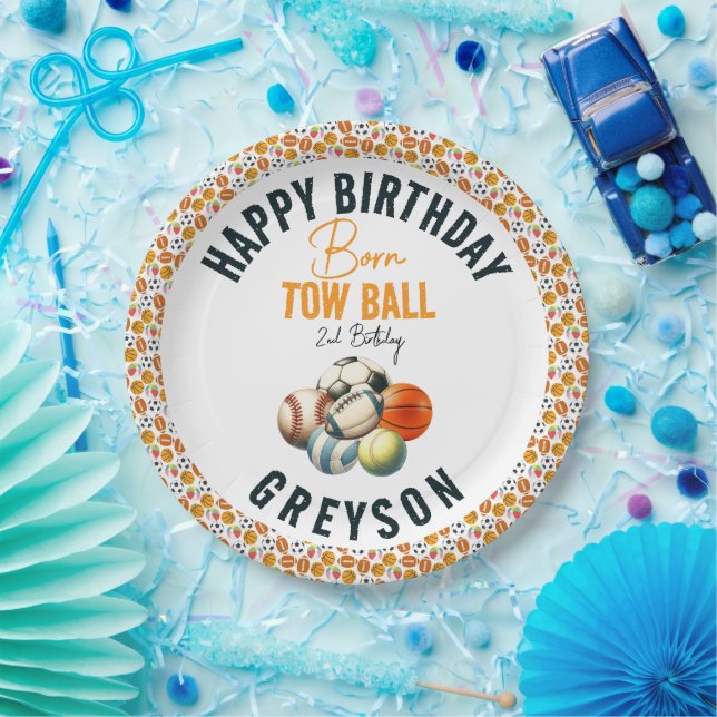 Prato De Papel Nascer 2 Ball Sport Themed Boy Party (Festa)