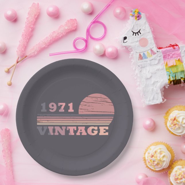 Prato De Papel nascer em presente de aniversário de 1971 (Festa)