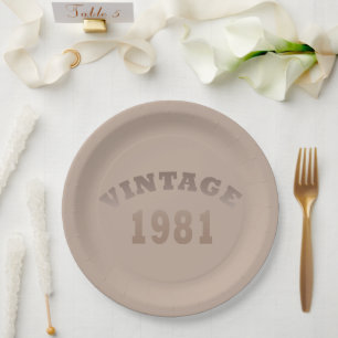 Prato De Papel Nascida em 1981 elegante festa de aniversário mode