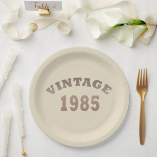 Prato De Papel Nascido em 1985 elegante festa de aniversário mode