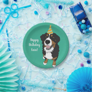 Prato De Papel Nascimento Personalizado do Cão de Montanha Bernês