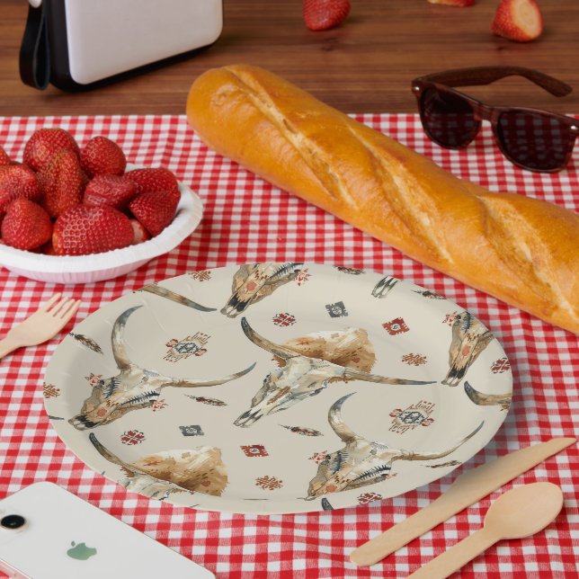 Prato De Papel Nascimentos de Penas Nativas Tribais Castanho Aniv (Piquenique)