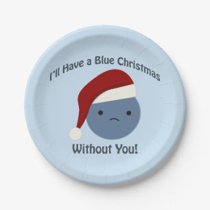 Prato De Papel Natal azul sem você!