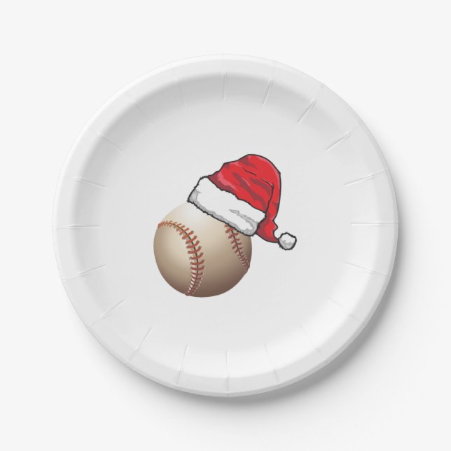 Prato De Papel Natal Baseball Santa Hat (Frente)