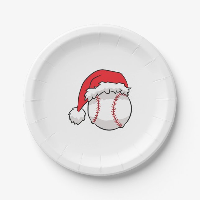 Prato De Papel Natal Baseball Santa Hat Beisebol (Frente)