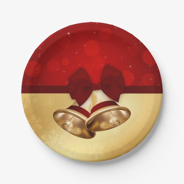 Prato De Papel Natal Bels dourado precioso (Frente)