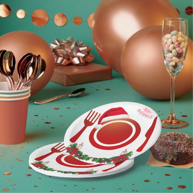 Prato de Papel Natal Bon Appétit (Múltiplo)