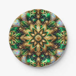 Prato De Papel NATAL: Bonito Verde Dourado