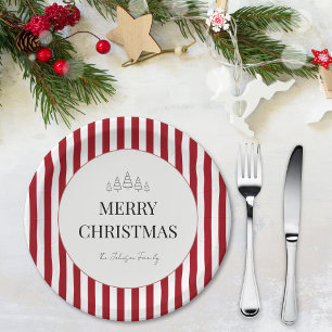 Prato De Papel Natal Clássico Listrado
