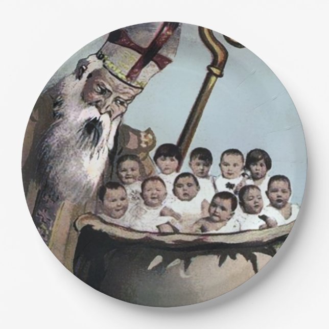 Prato De Papel Natal com Papais noeis irritados (Frente)