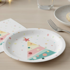 Prato De Papel Natal da Bolinhas de Pastel Moderno Whimsical