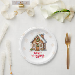 Prato De Papel Natal da Casa de Pão Gingerido