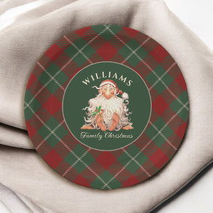 Prato De Papel Natal da Família de Papais noeis Retroativos com o