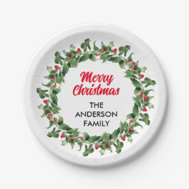 Prato De Papel Natal da família Red Berry Elegante