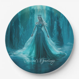 Prato De Papel Natal da Rainha do Gelo mágica