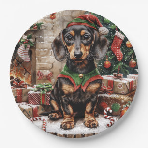 Prato De Papel Natal Dachshund Dogs Elf