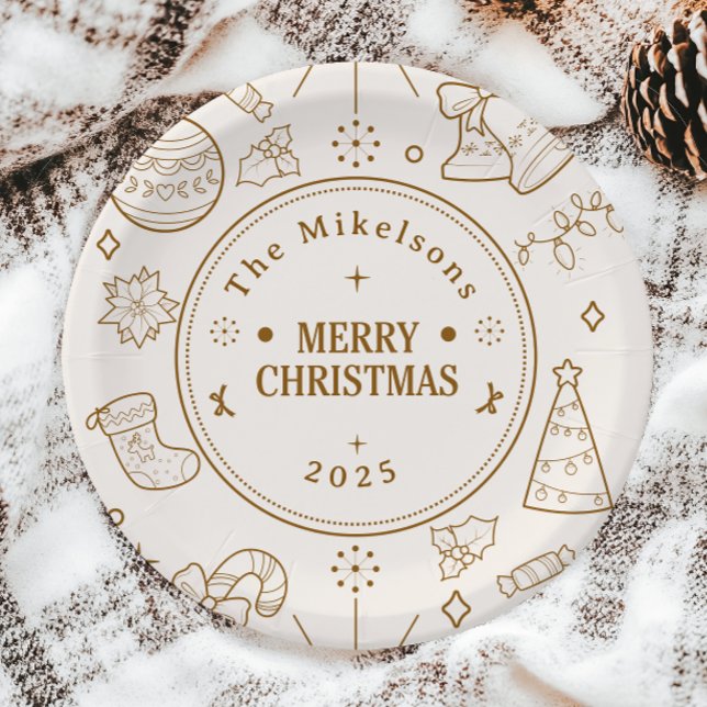 Prato De Papel Natal de Arte Dourada Elegante (Criador carregado)